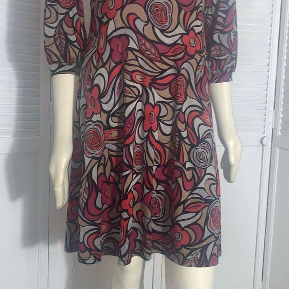 NWT Vintage Floral Psychedelic Print Mod Dress Medium - Picture 11 of 15